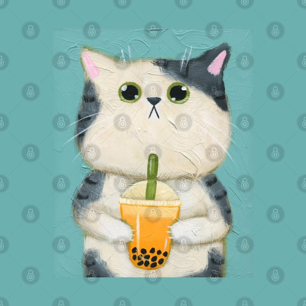 Mango Boba Kitty by KilkennyCat Art