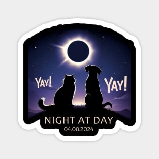Cat and Dog Watching Solar Eclipse April 8 2024 Magnet