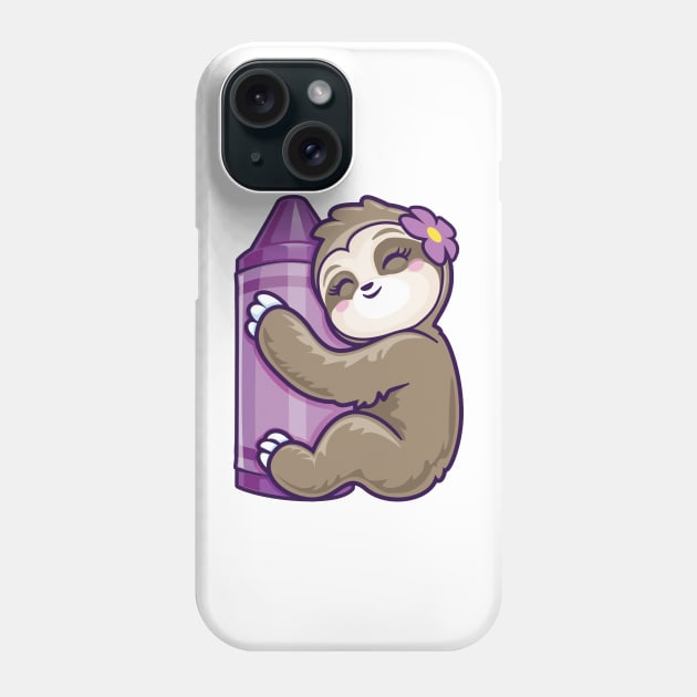 Purple Crayon Coloring Sloth back to school gifts Phone Case by PnJ