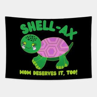 Cute Turtle Drawing Happy Mother's Day Funny Puns Gift Tapestry