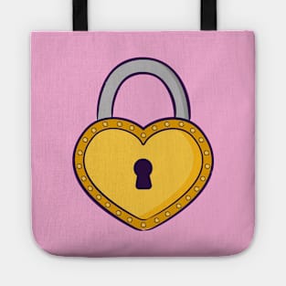 Golden heart-shaped padlock Tote