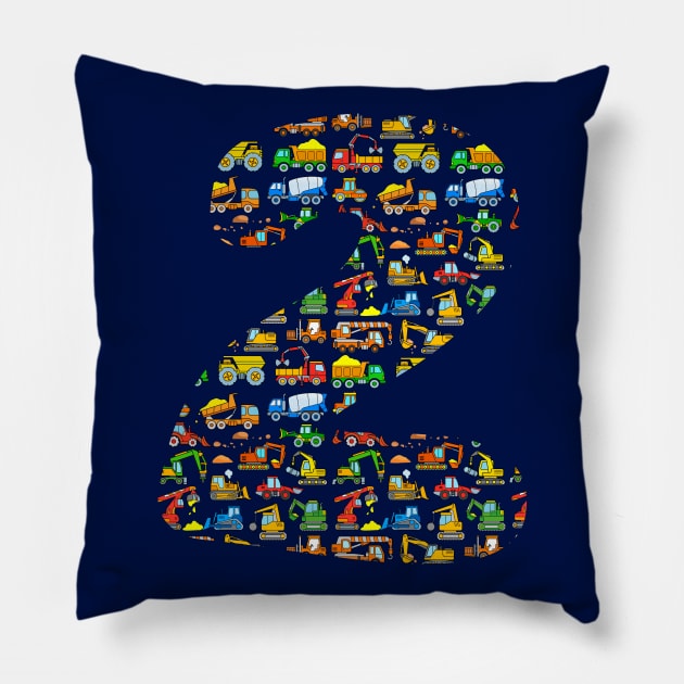 Construction 2nd BDay Excavator Boy 2 Years Toddler Diggers Pillow by samshirts