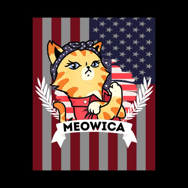 Cat 4th Of July Meowica Merica American Flag by Jannysingle