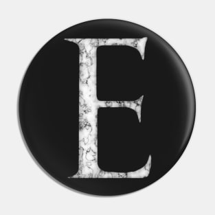 E in Roman White Marble Latin Alphabet Letter Sticker Pin