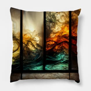 Abstract Contemporary Orange Stained Glass Window Pillow