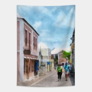 Caribbean - A Street in St. George's Bermuda Tapestry