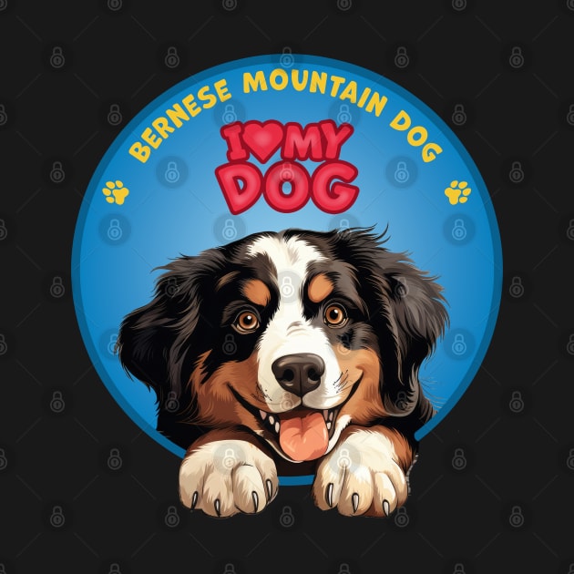 I Love my dog Bernese Mountain Dog by SergioArt