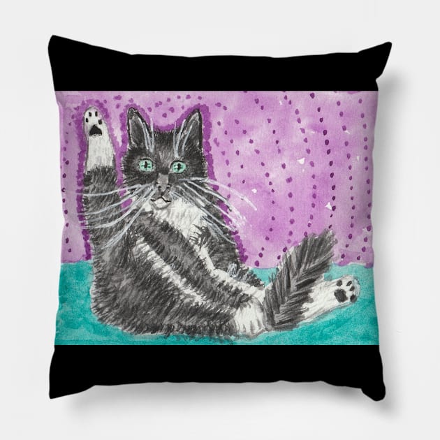 Cat Yoga Pillow by SamsArtworks