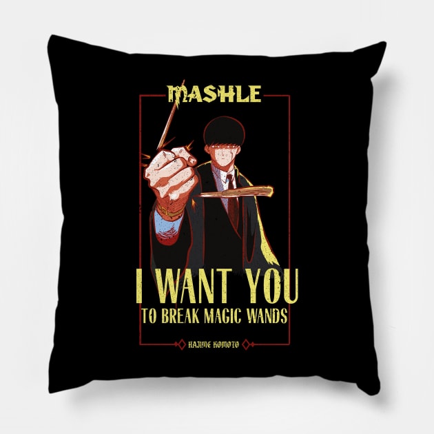 MASHLE: MAGIC AND MUSCLES (I WANT YOU) BLACK (GRUNGE STYLE) Pillow by FunGangStore