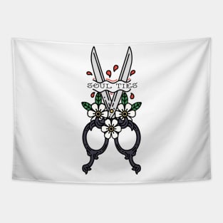 cutting soul ties vintage scissor tattoo Tapestry