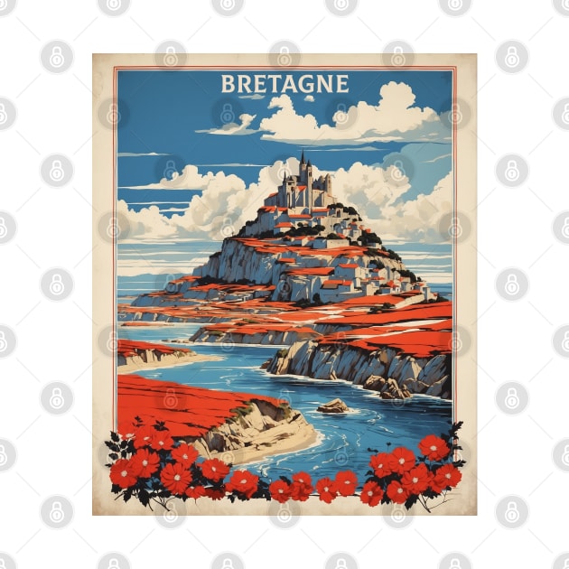 Bretagne France Vintage Poster Tourism by TravelersGems