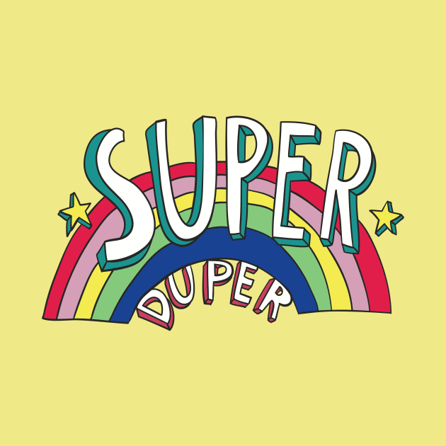 Super Duper Hand Drawn Seventies Style Rainbow Graphic by LittleBunnySunshine