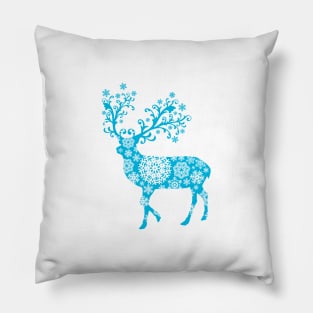 Turquoise blue Christmas deer Pillow