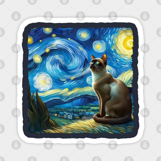 Burmese Starry Night Inspired - Artistic Cat Magnet by starry_night
