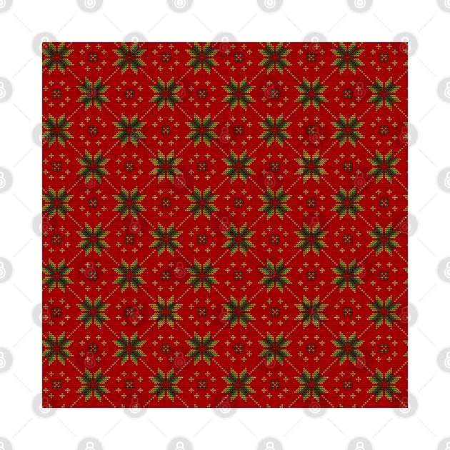 Red Green and Gold Knitted Pattern by Wicca Fairy