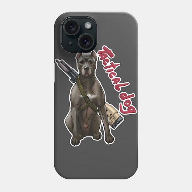 tactical pit bull dog sitting with a sniper rifle Phone Case by IrynaPas