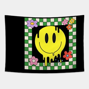 80s Melting Yellow Smile Funny Smiling Melted Dripping Face Cute Tapestry