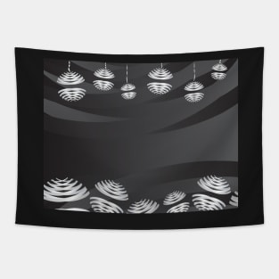 Abstract Gray Christmas Tree and Ornaments Tapestry