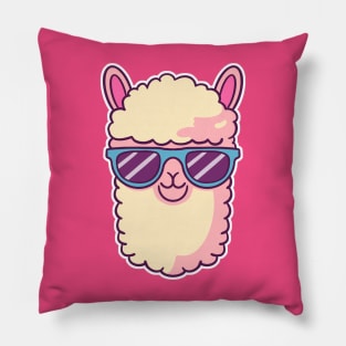 Kawaii Llama Wearing Sunglasses. No Drama Llama Pillow