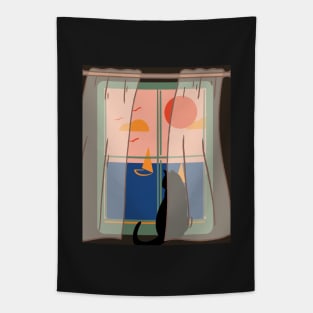 Cat by the window Tapestry