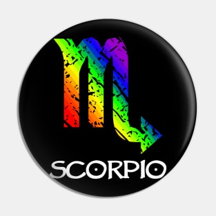 Scorpio Zodiac Symbol in Rainbow Color Pin