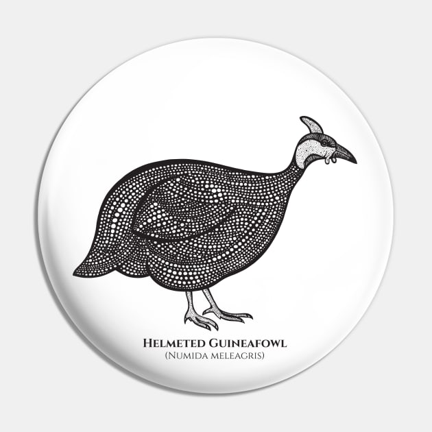 Guinea Fowl with Common and Latin Names - bird lovers design Pin by Green Paladin