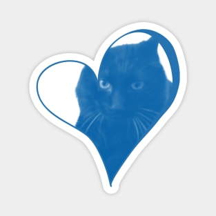 Black Fluffy Cat Heart Magnet