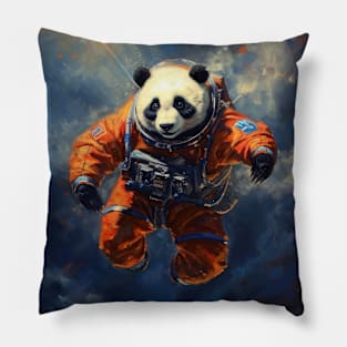 Cosmic Wanderer: A Panda's Journey through the Celestial Abyss Pillow