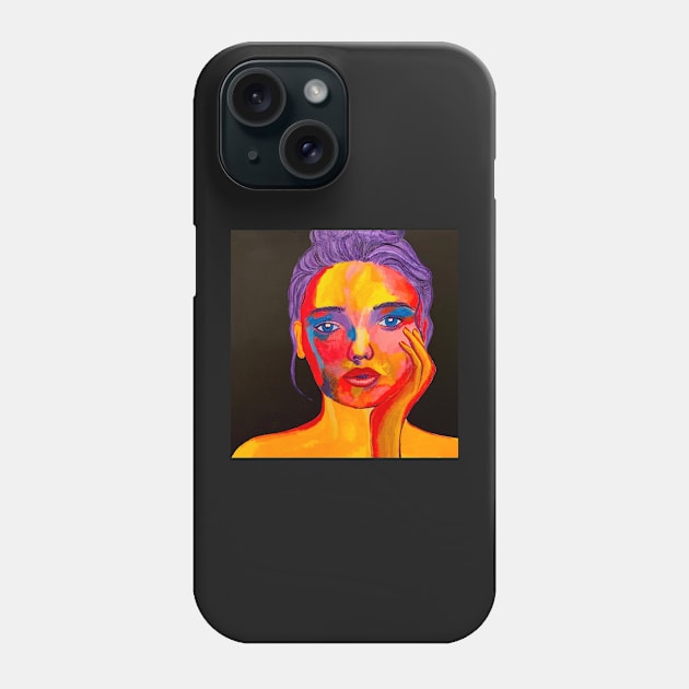 Colourful Women’s Face Phone Case by MKnowltonArt