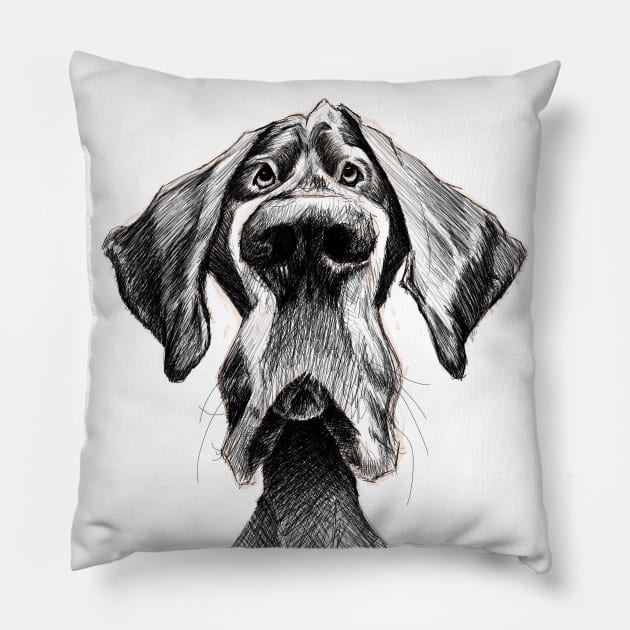 Sketchy Black Dog Pillow by Khasis