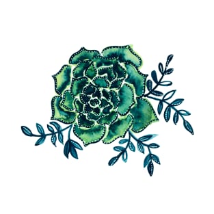 Watercolor houseleek - emerald T-Shirt