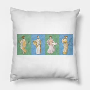 Ladies of the Villa of Ariadne - Flora, Medea, Leto and Diana Pillow