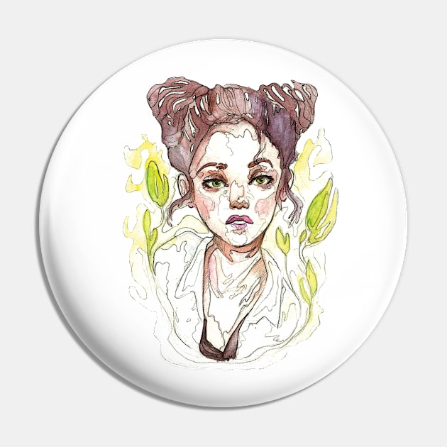 Girl watercolor Pin by Liazariaa