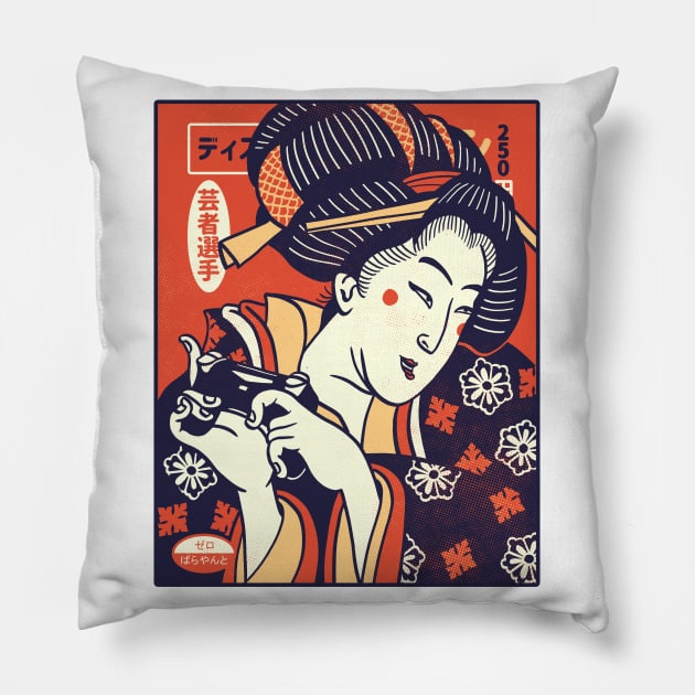 Gamer Series: Geisha (Light Colored Shirts) Pillow by zerobriant