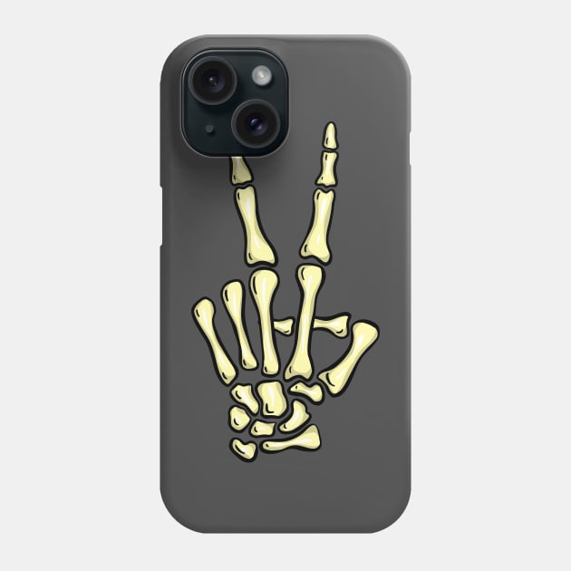 Creepy Halloween Skeleton Hand Gesture Swearing Phone Case by Squeeb Creative