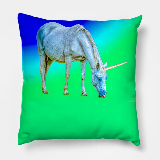 Unicorn eating the rainbow Pillow by dalyndigaital2@gmail.com