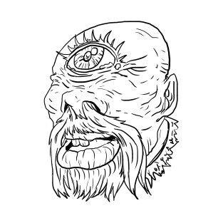 Cyclops Scary Monster Horror Black Lineart T-Shirt