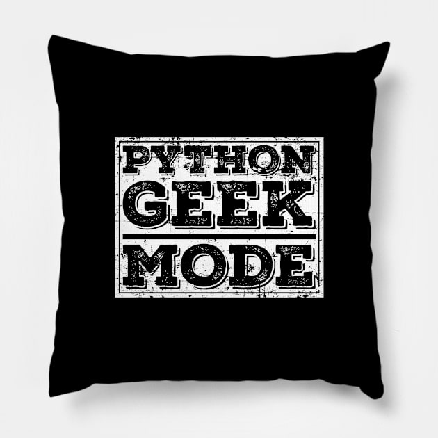 Python Geek Mode Pillow by Peachy T-Shirts