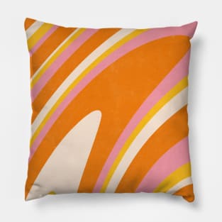 Orange Pink Groovy Wavy Retro 70s Abstract Swirl Pillow