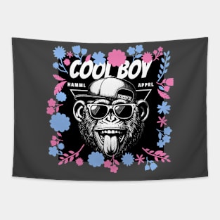 Cool Boy Chimp wears hat, sunglasses and tongue) Tapestry