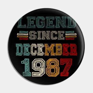 36 Years Old Legend Since December 1987 36th Birthday Pin