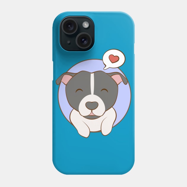 Kawaii Pitbull Love Phone Case by Irene Koh Studio