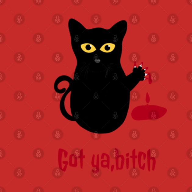 Got ya bitch creepy black cat by Mermaidssparkle