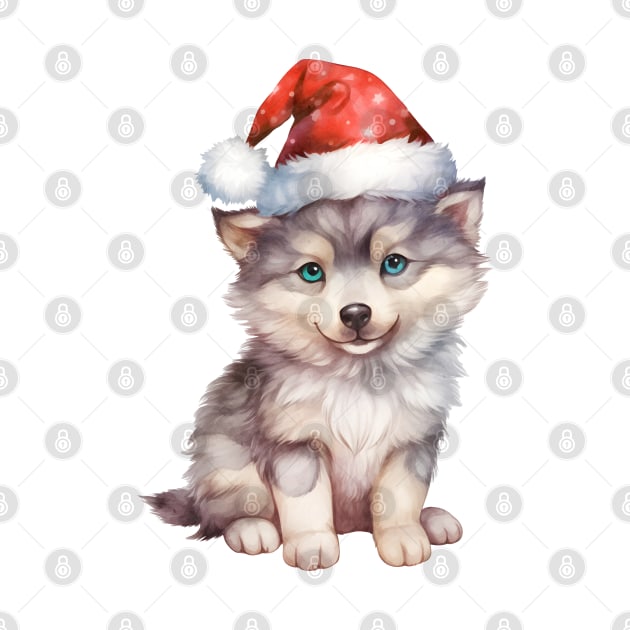 Gray Wolf in Santa Hat by Chromatic Fusion Studio