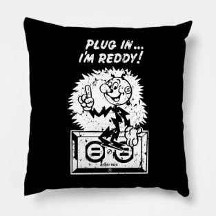 plug in reddy kilowatt distressed white Pillow