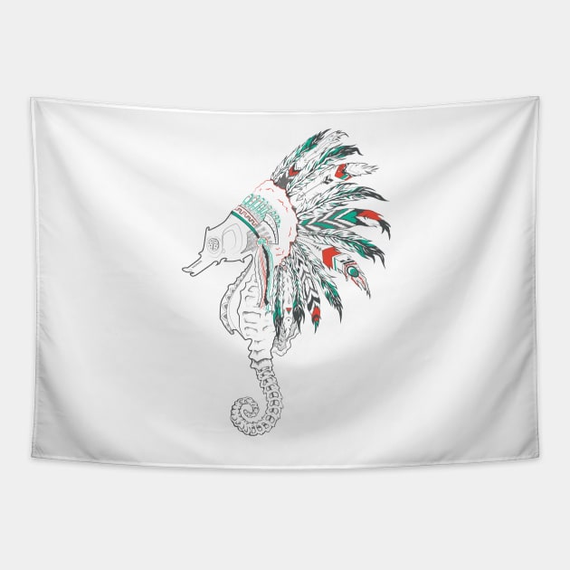 seahorse headdress Tapestry by somatosis