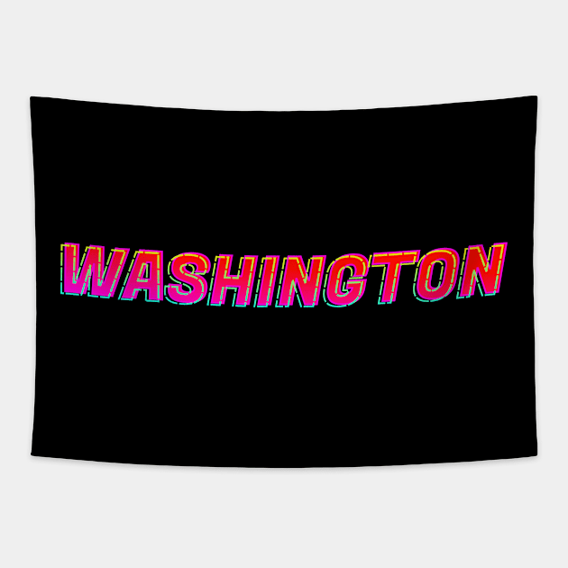 Washington Neon Text Sign, Typography Outline Tapestry by JahmarsArtistry - APA