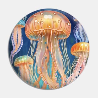 Gustav Klimt's Ethereal Dance: Inspired Jellyfish Illustration Pin