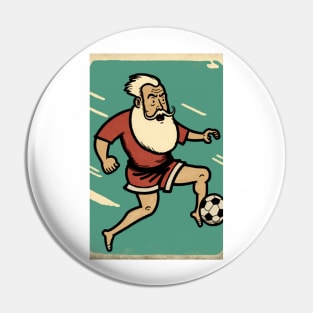 Santa Claus Playing Soccer Pin