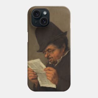 Bust of an Old Peasant Reading a Paper by Adriaen van Ostade Phone Case